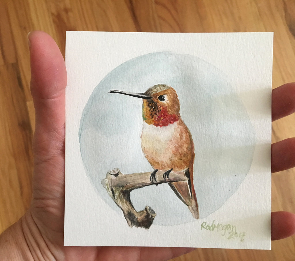 SOLD OUT- Allen's Hummingbird (Watercolor on cold press)
