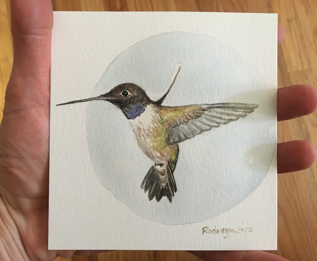 SOLD OUT-Black-Chinned Hummingbird (Watercolor on cold press)