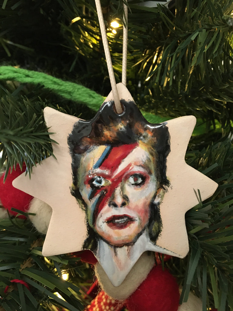 Handmade/Hand Painted David Bowie Ceramic Tree Ornament