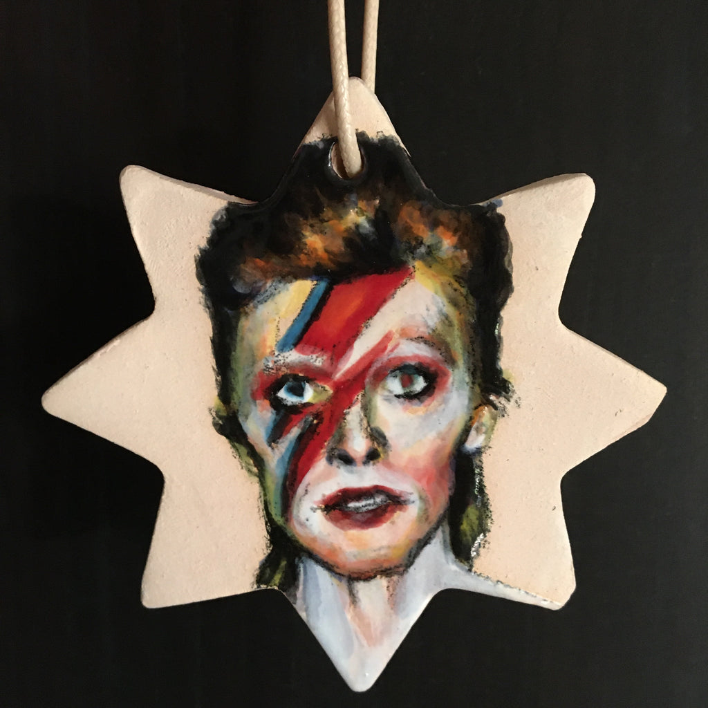 Handmade/Hand Painted David Bowie Ceramic Tree Ornament